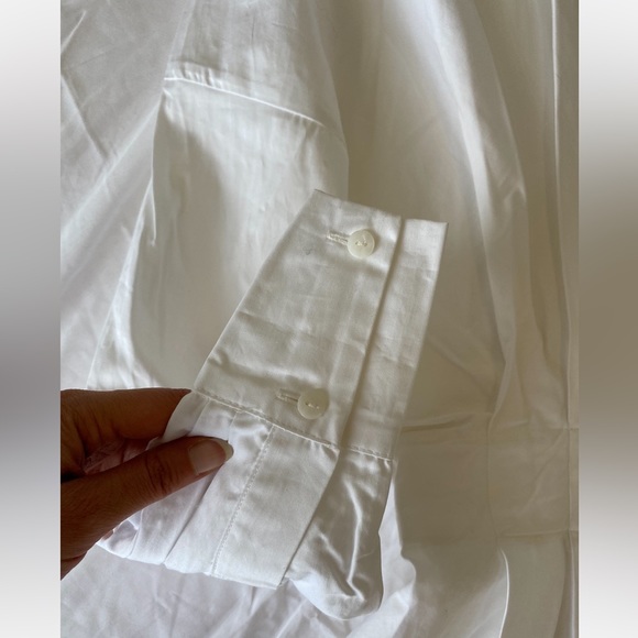 ZARA V-Neck Crossed pleated White mini cotton long sleeve Shirt Dress XS NWT - Picture 16 of 16